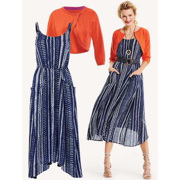 CAbi Dresses & Skirts - CABI Dress Margherita Sleeveless Pockets Midi Flowy Asymmetric Blue Large
